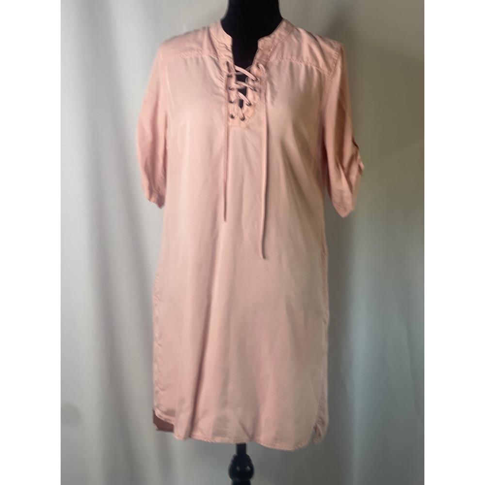 Philosophy Republic Clothing Rose Pink Tencel Lace Up Shift Dress Womens Medium